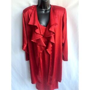 Vintage Jody California NWT Red 2 Piece Evening Formal Gown + Shawl sz 5/6 Retro